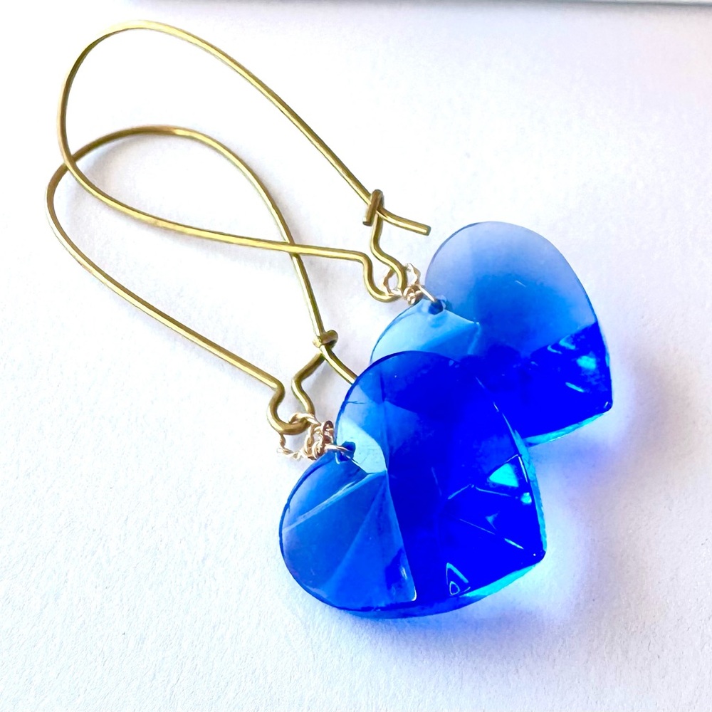 Elegant Blue Heart Earrings